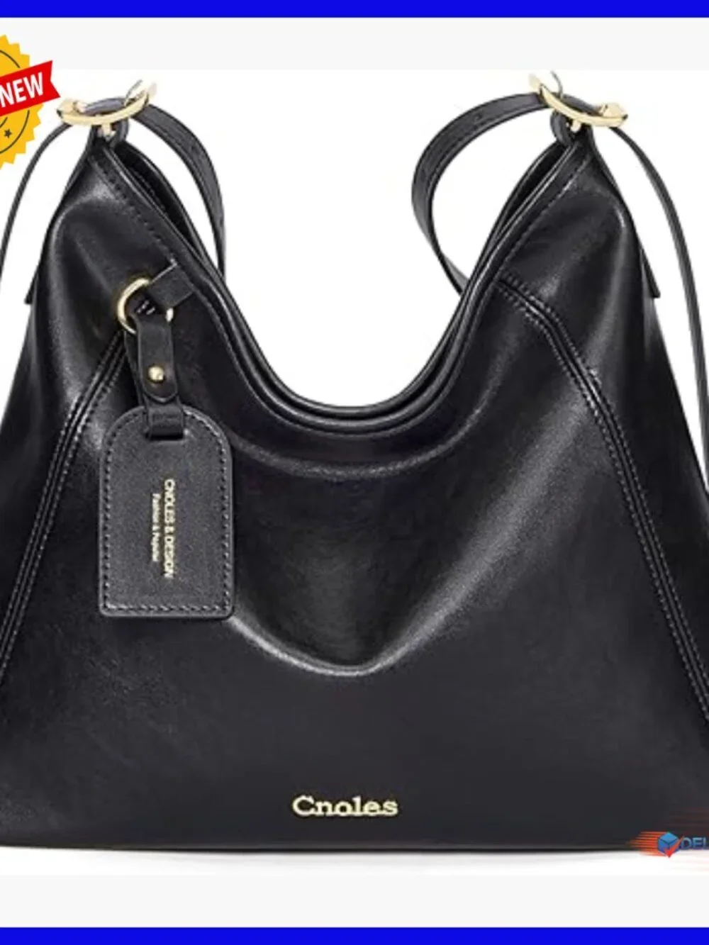 Genuine Leather Hobo Bag Adjustable Strap Zipper Pockets Tote Satchel
